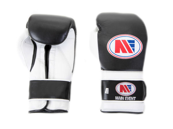 Main Event PTG 1000 Pro Train Boxing Gloves Velcro Black White
